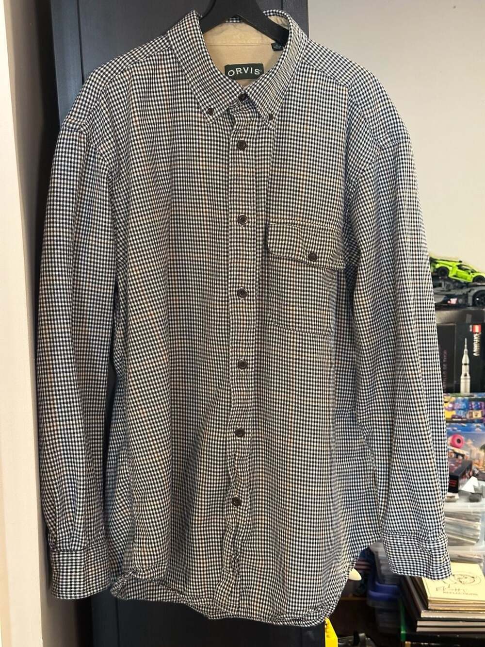 Orvis Men's XL Long Sleeve Button Down Shirt Houndstooth Pattern